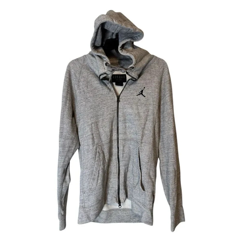 Jordan Nike Wings Fleece Hoodie Sweatshirt Gray Full Zip Size Medium - Picture 3 of 7